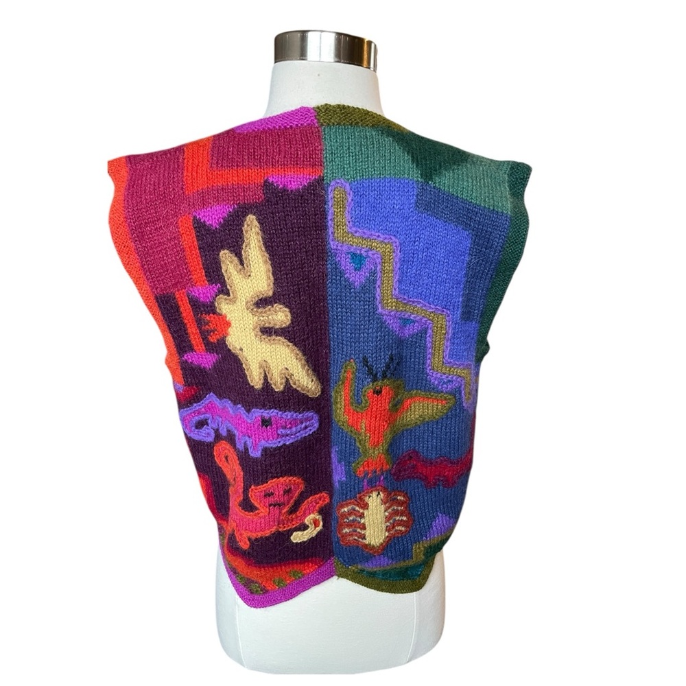 Peruvian Connection Womens Medium Vest Alpaca Animals Vintage Unique Boho